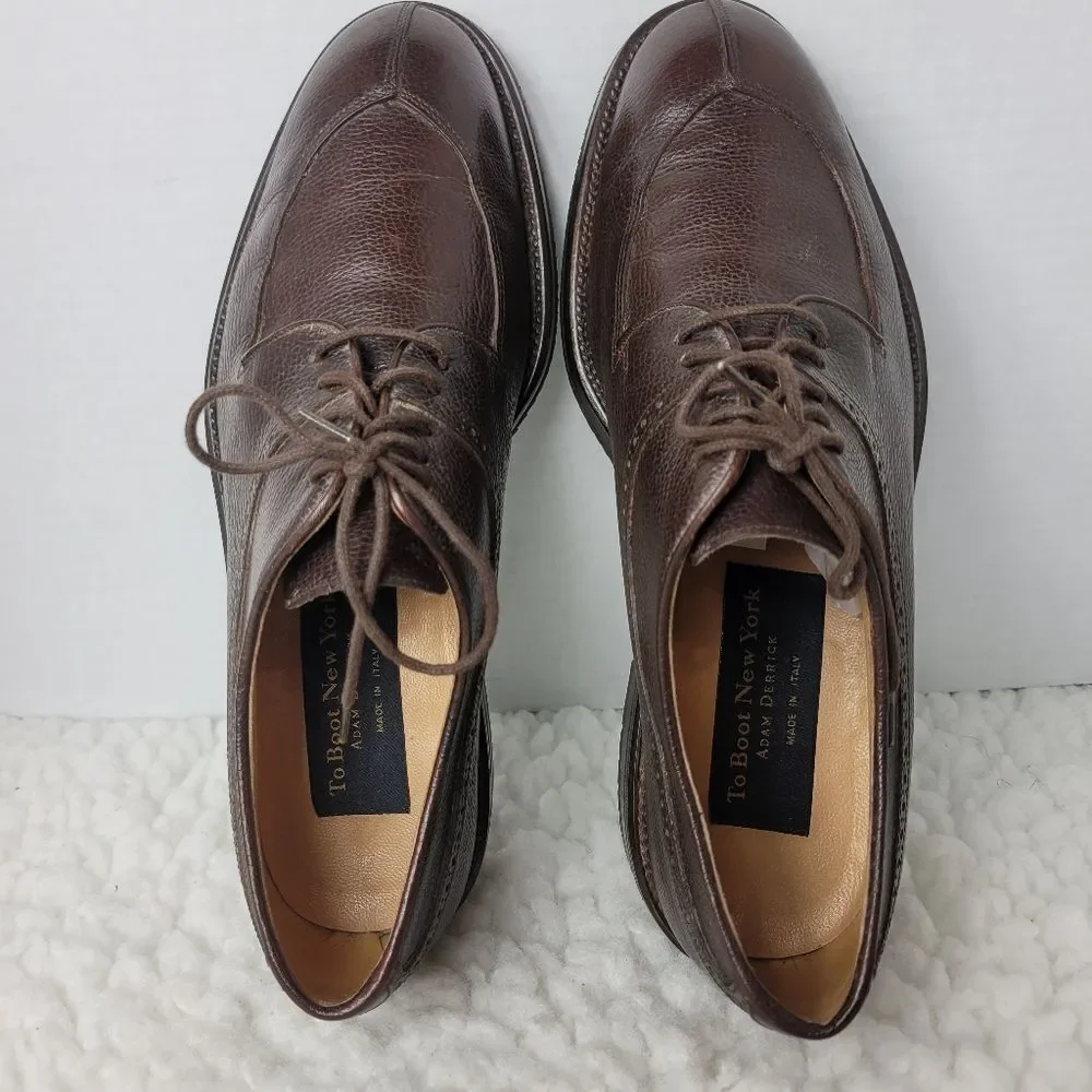 To Boot New York Mens Oxford Brown Shoes Size 8.5 Apron Split Toe Pebble Leather